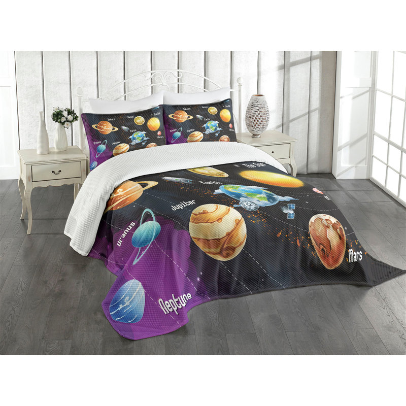 Couvre-lit Ambesonne Milky Way, Couvre-lit pour très grand lit + 2 taies décorat