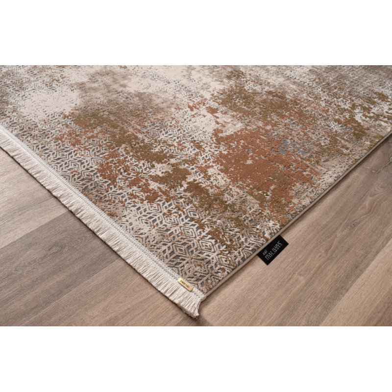 Tapis gris moderne en viscose et en acrylique tissés à la machine Miramare, Rectangle 6 pi 6 po x 10 pi