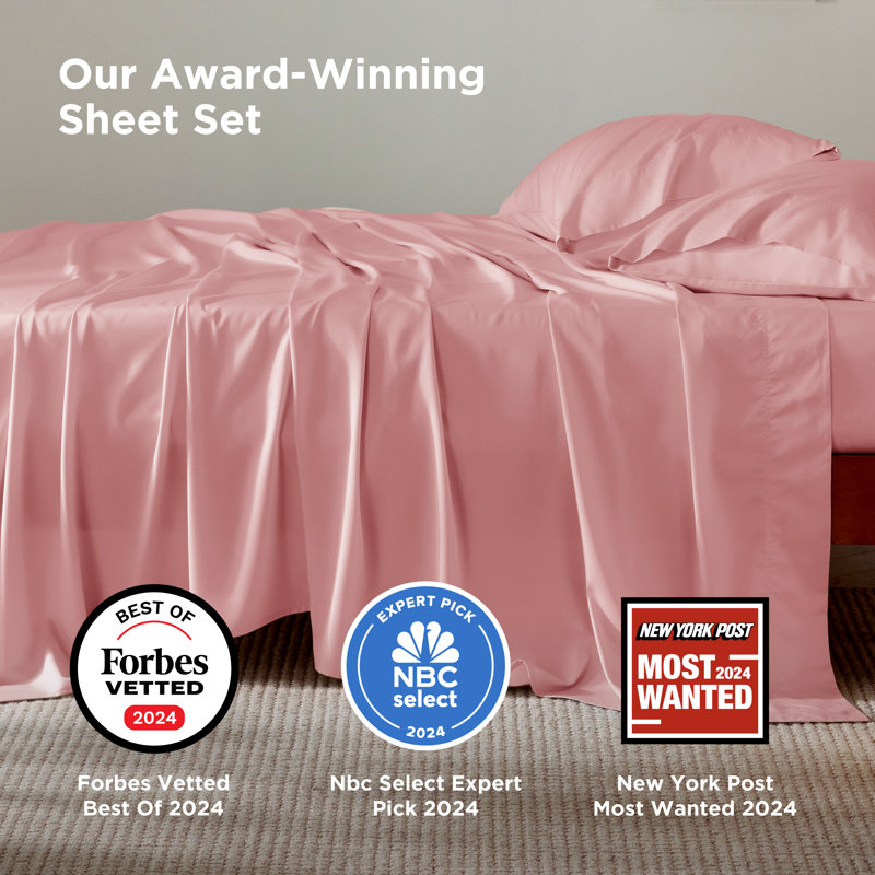 Essential Collection Cooling Rayon Derived from Bamboo Sheet Set, Blush Pink, California King Sheet Set with 2 Pillowcases