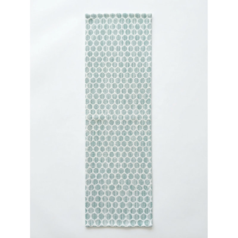 Aqua Blue Sailor Dots Indoor Outdoor Table Runner 14x72