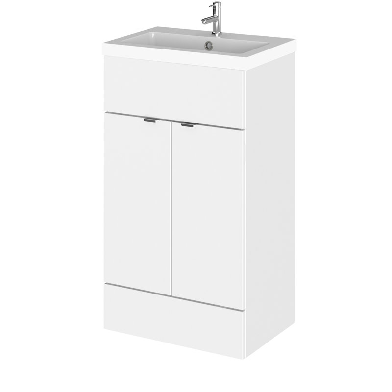 Stalnaker 505mm Single Bathroom Vanity with Integrated Polymarble Basin, Glossy White