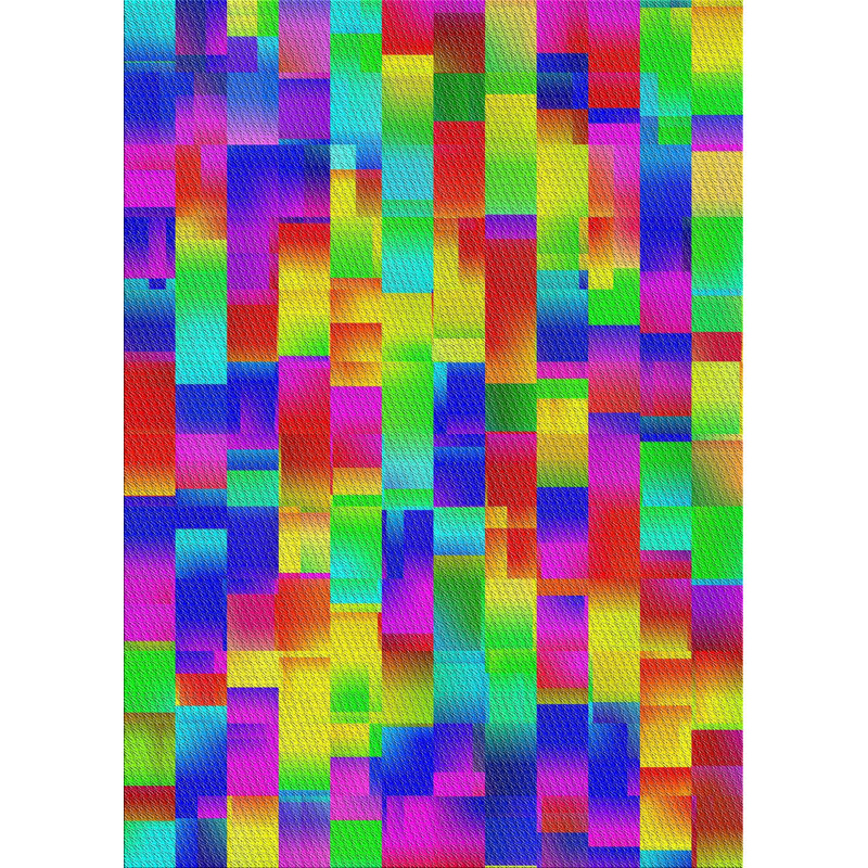 Tapis jaune / vert / rouge en laine et polyester tissé à la machine Patchwork, Rectangle 5 pi x 7 pi 2 po