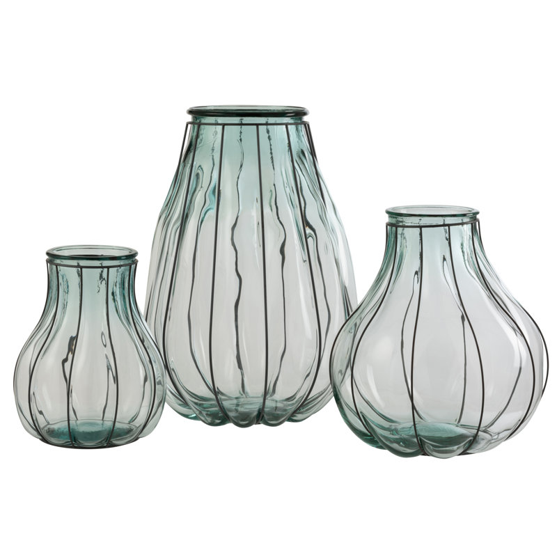 Montelongo Glass Table Vase 1, 30cm H x 24cm W x 24cm D, Blue
