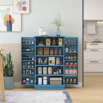 L'armoire de cuisine de 41 po, bleu, 12 tablettes de porte, 5 tablettes réglables, améliore l'efficacité du rangement dans le garde-manger, ajoute de la fonctionnalité et à votre