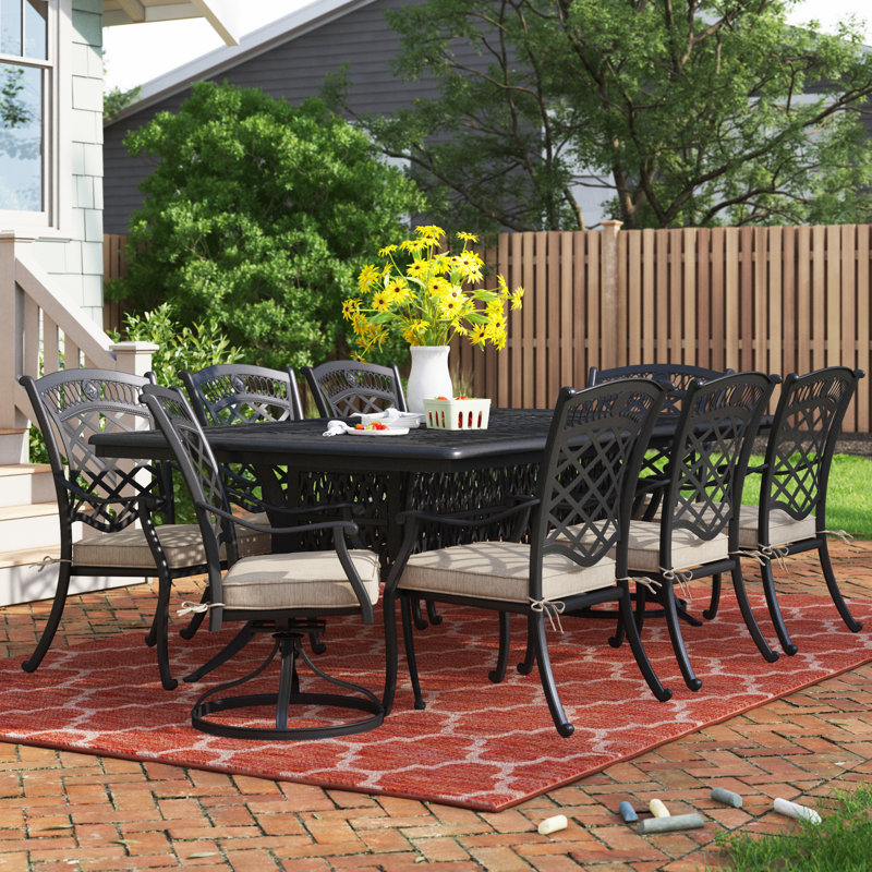Wildermuth 8 - Person Patio Dining Set with Rectangular Table , Sunbrella® Cushions Included
