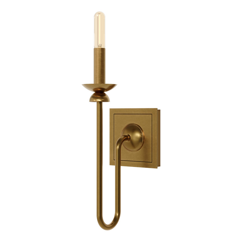 William Wall Sconce - Lacquered Burnished Brass - Square Backplate, Lacquered Burnished Brass