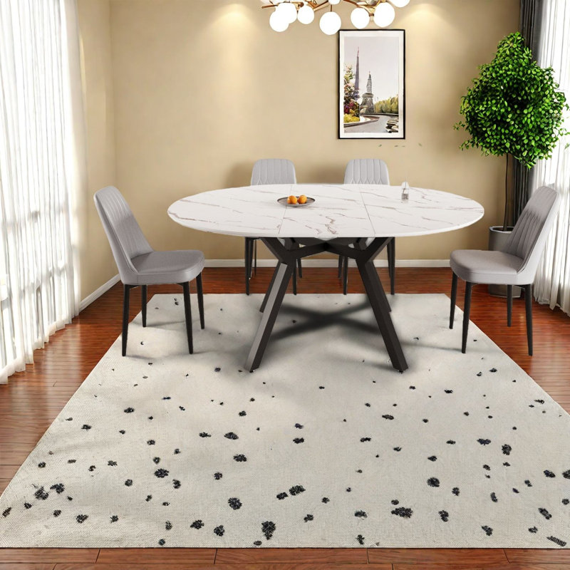 Ensembles de table de salle à manger extensible et moderne avec chaises rembourrées