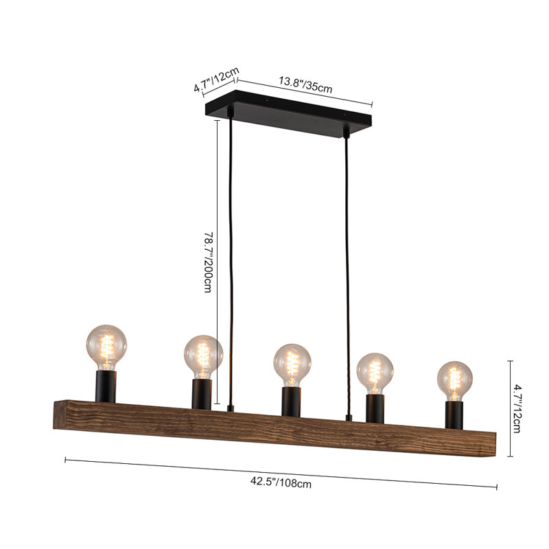 Finette 5 - Light Matte Black Kitchen Island Pendant