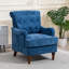 Fauteuil d'appoint en chenille bleu riche pour les loisirs de lecture dans le salon avec des pieds en bois massif rétro