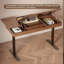Bureau réglable en bois d'hévéa brun 55,12 po-130088624