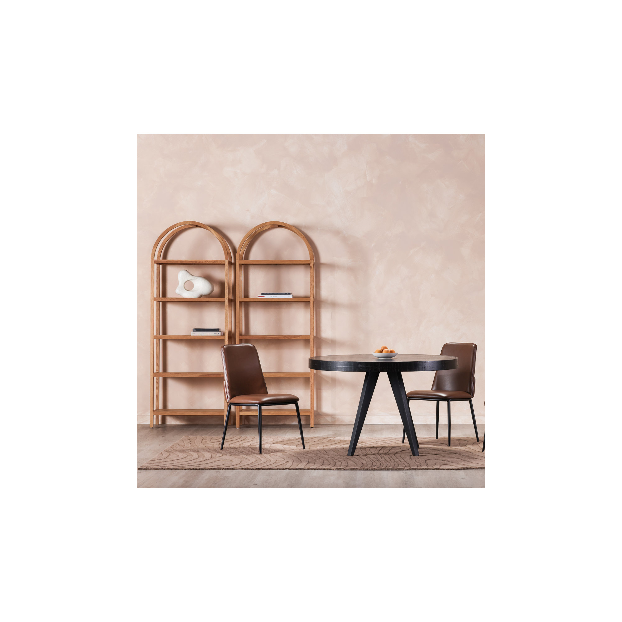 Welles Leather Upholstered Side Chair, Dark Brown Pebbled Top Grain Leather