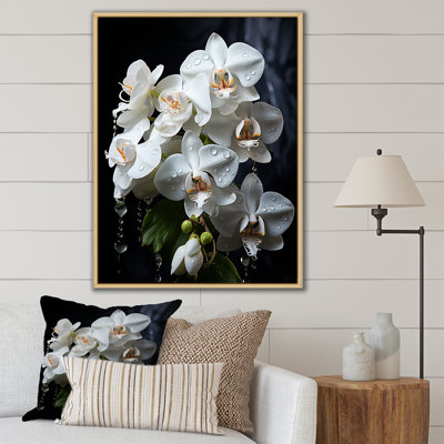 Pétales d'orchidées blanches élégantes sur toile