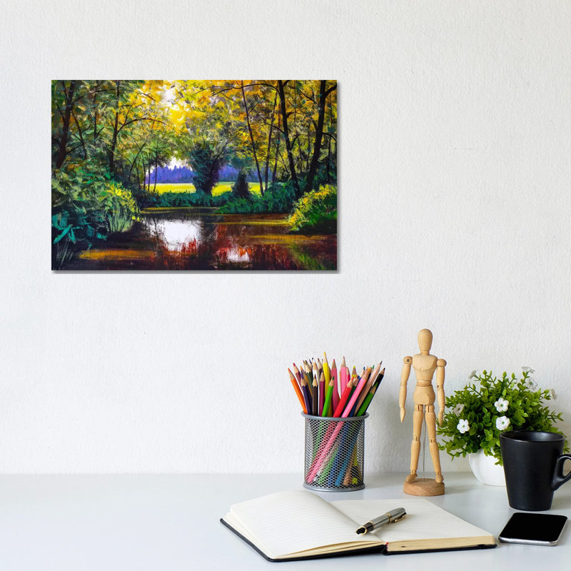 Sunny Pond Landscape by Valery Rybakow - Wrapped Canvas Gallery-Wrapped Canvas Giclée, 20.32 cm H x 30.48 cm W