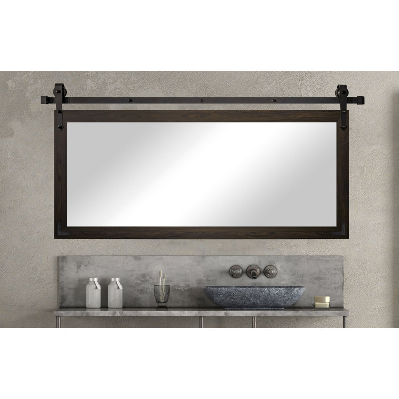 Neace Engineered Wood Rectangle Mirror, 30.5'' H x 54'' W x 0.75'' D, Black Walnut
