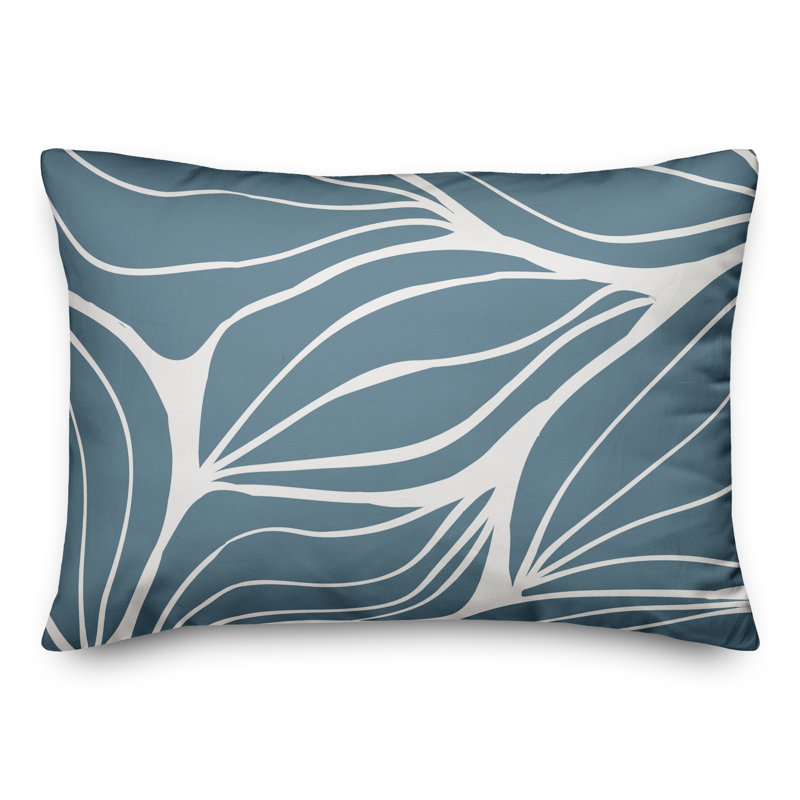 Floral Outdoor Reversible Throw Pillow, Blue
