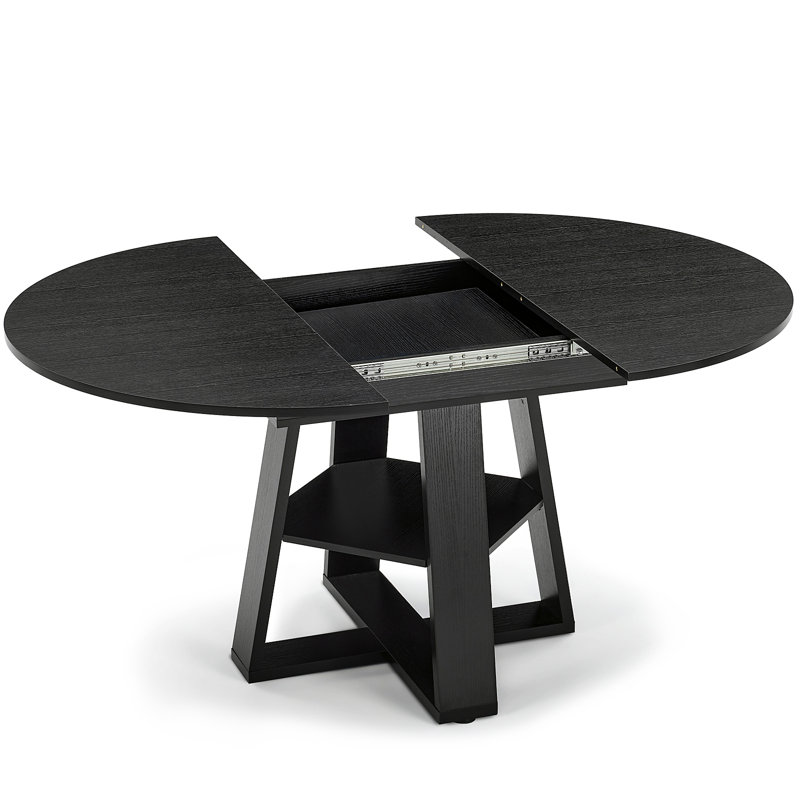 Table de salle à manger extensible et chaises, table de cuisine moderne avec sièges, Noir, 7 pièces : table, 6 chaises, Beige