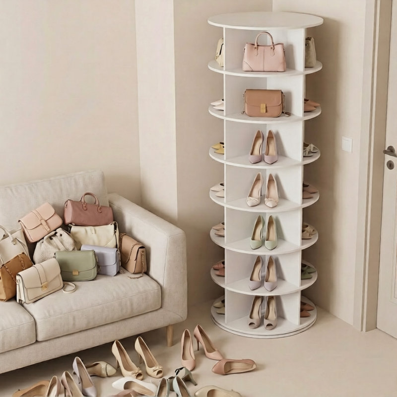 7 Tier Rotating Shoe Rack (White)