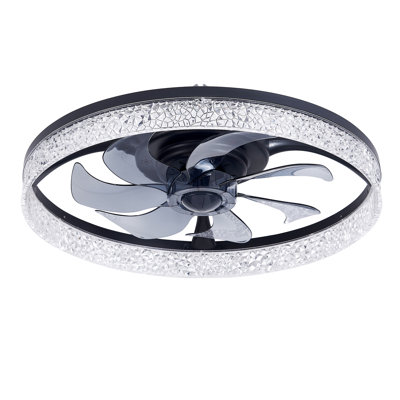 Ceiling Fan With Lights And Remote, 13" Fandelier Low Profile Ceiling Fan, 3000K-6000K Dimmable Modern Flush Mount LED Ceiling Fan Light For Bedroom