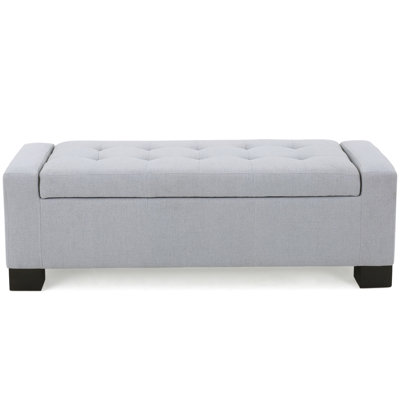 Contemporary Grey Fabric With Waffle Stitch, Design, 48.84 W X 19.77 D 17.07 H, Ample Space For Storage, Assembly Needed Fabric, Design And Storage Pillows,