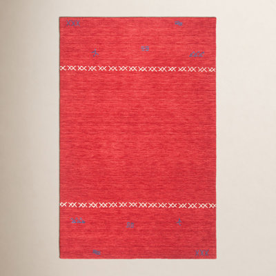 Santiago Red Handmade Wool Geometric Rug