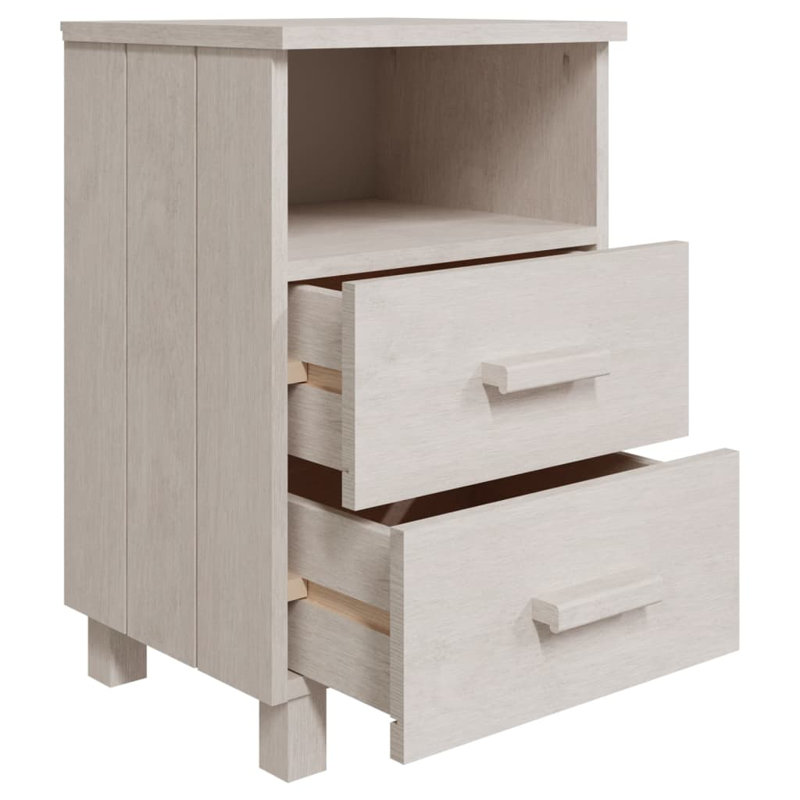 Table de chevet avec table de chevet avec 2 tiroirs Hamar, Blanc, Individuel