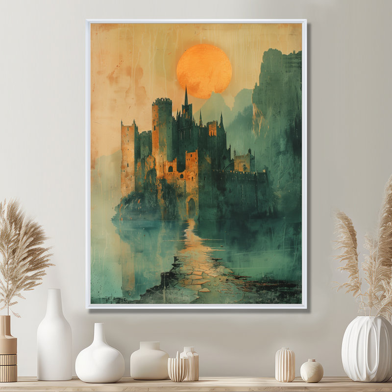 Décoration murale Tanesha - Châteaux, Toile encadrée flottée blanche, H 32 po x l 16 po x P 1 po