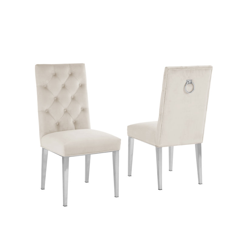 Bernadette 9-Piece Velvet Upholstered Dining Set, Cream