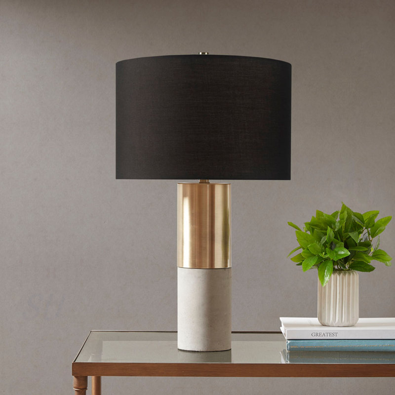 Lampe de table en béton, matériau de base en métal et béton