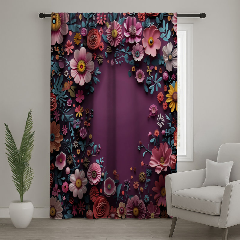 Rideaux floraux, voilages et voilages à motif floral - 1 panneau, 50 po x 92 po - 1 panneau, Blockout