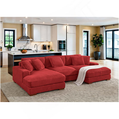 Grand canapé modulaire à double assise en velours côtelé Large Seating