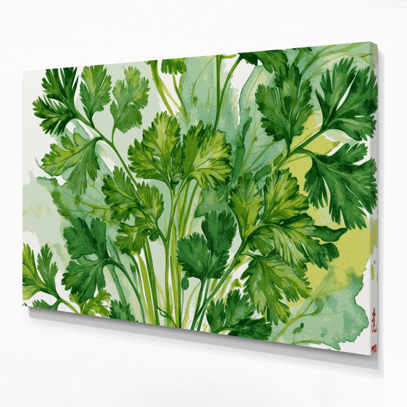 Art mural sur toile vert botanique coriandre