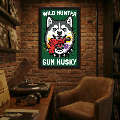 Animals Wild Hunter Gun Husky Art Print
