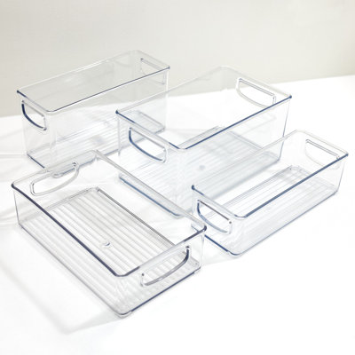 iDesign Linus 4-Piece 50% Recycled Plastic Organizer Bin Set, Made in the USA, Clear