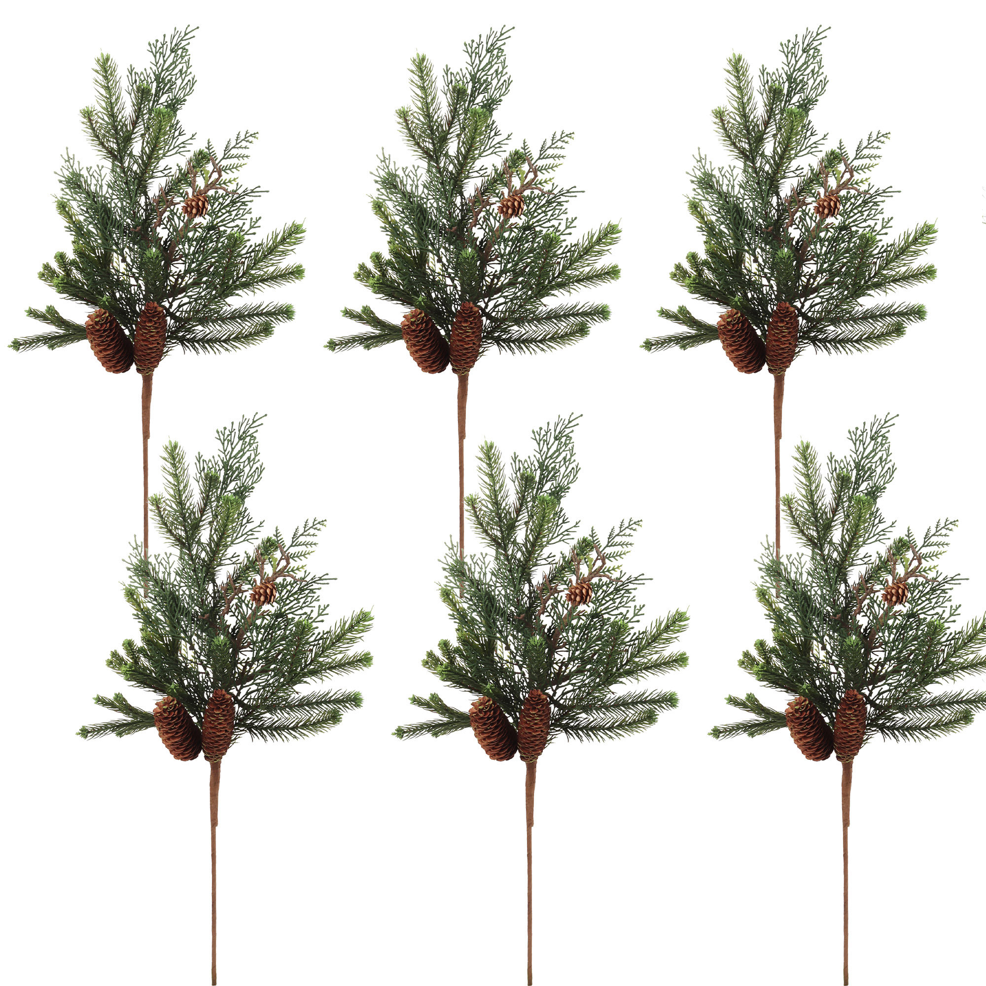 Melrose International Wood Design Pine Branch (Set of 6)