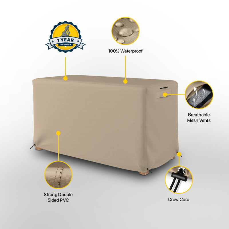 High-Density Waterproof Patio Deck Box Cover For Outdoor Rectangle Ottoman With Storage, Gray