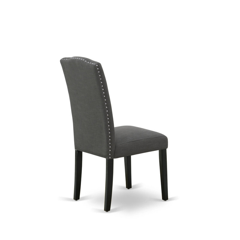 L'ensemble de salle à manger 5 pièces comprend une table de salle à manger ronde avec Dropleaf et 4 chaises Parson rembourrées en tissu Gotham foncé, 42 po x 42 po, noir