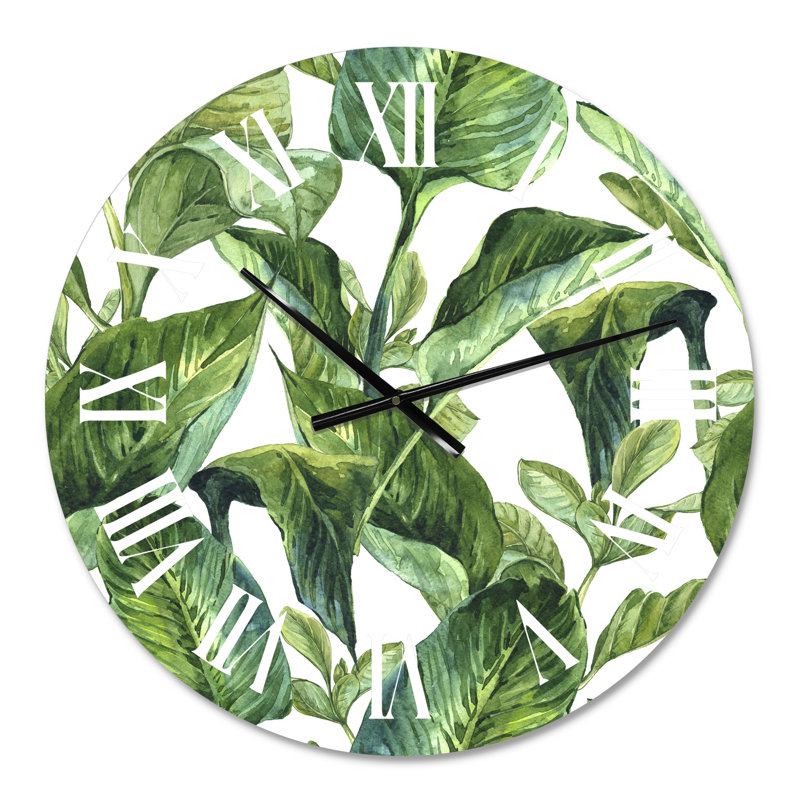Feuillage de feuilles tropicales - Horloge murale tropicale, Petit