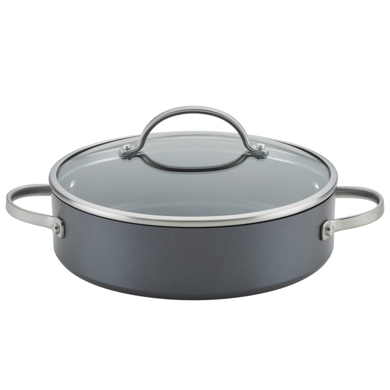Anolon Advanced Home Hard Anodized Nonstick Cookware Set, Includes 3 -Quart Sauteuse With Lid And 9.5-Inch Frying Pan, 3 Piece - Moonstone