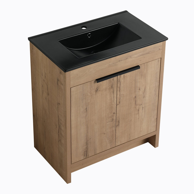 Meuble-lavabo sur pied simple 30 po avec plateau en céramique Latéralrius