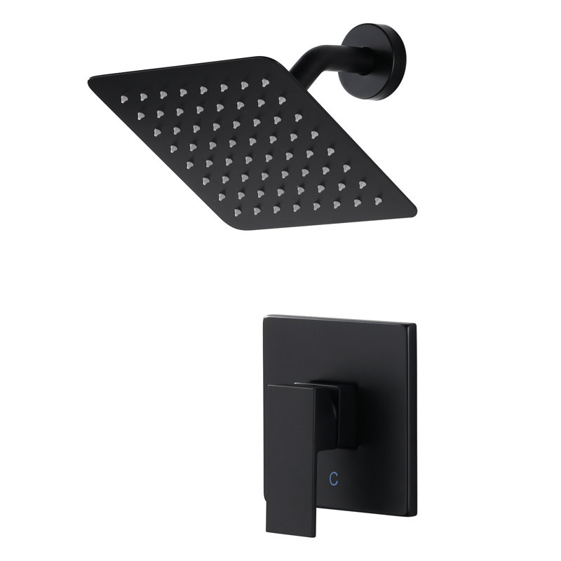 Wall-Mounted Single Shower Head With 1.8 GPM And 8 Inches, Matte Black