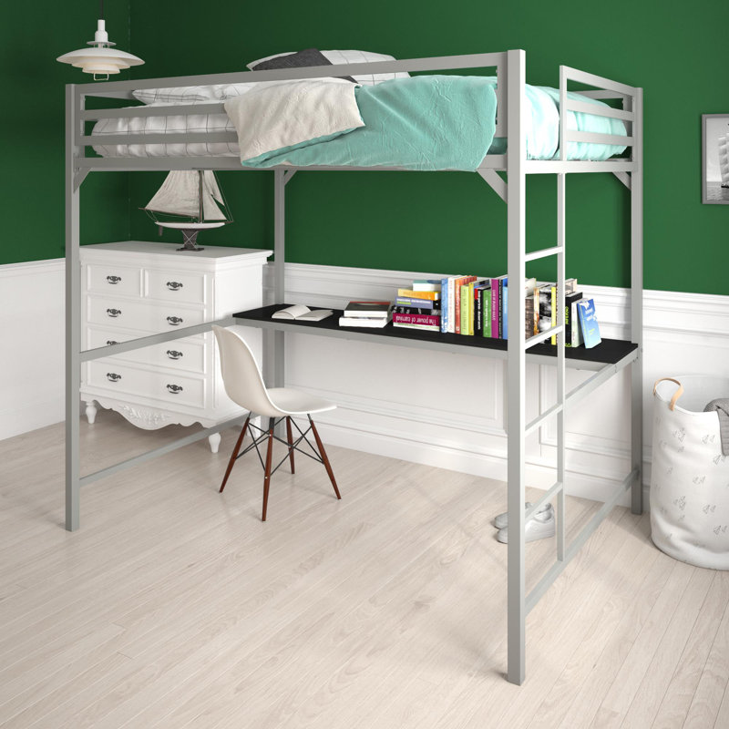 Furse Kids Loft Bed, Silver, Full