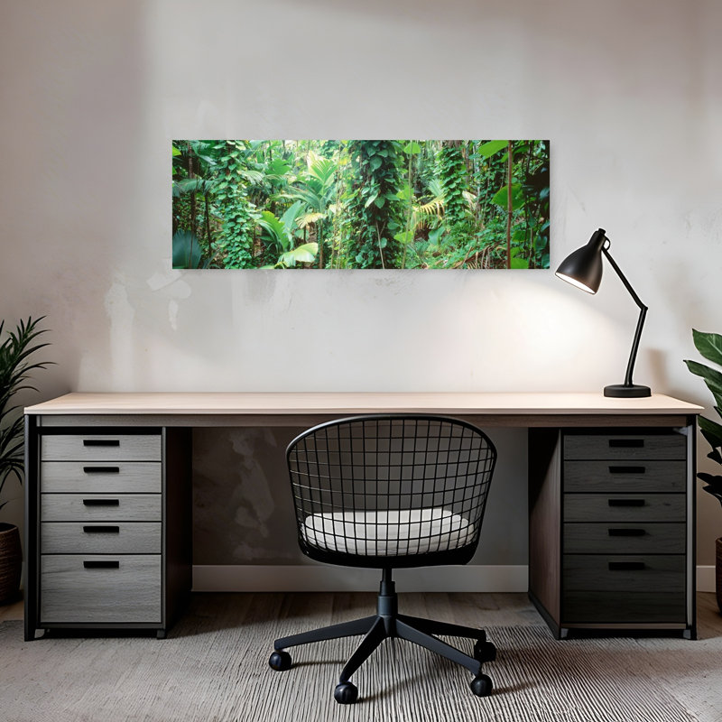 Végétal, Seychelles, forêt abstraite, art mural, H 12 po x l 36 po