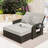 Outdoor PE Rattan Double Chaise Lounge with Cushions and Adjustable Back-225043726-225043724