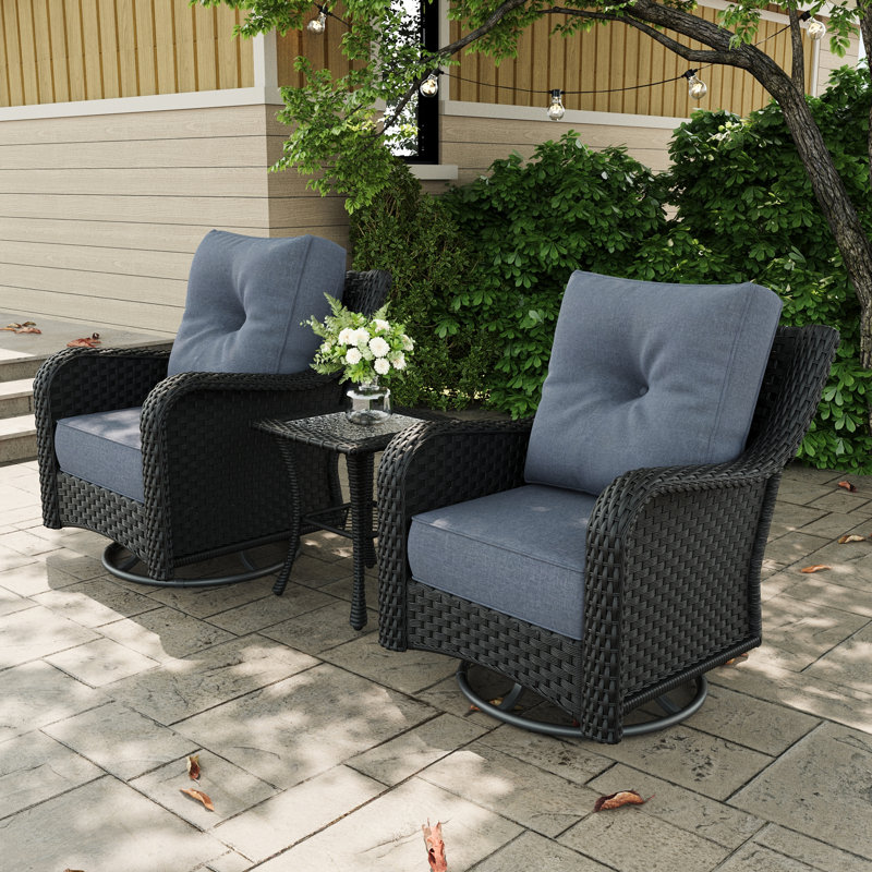 Metal Outdoor Lounge Chair, Navy, Black