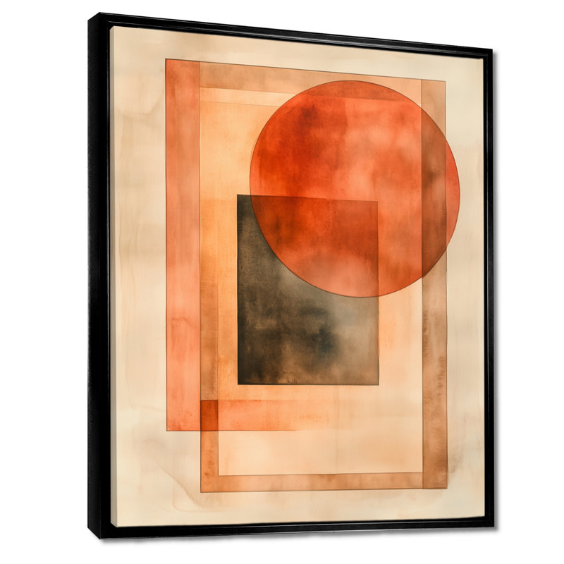 Terre cuite, art mural abstrait, toile neutre chaleureuse, Kawah, H 40 po x l 30 po, Cadre flottant noir