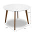 Table de salle à manger Alina avec finition blanche lisse et base en bois de 43 po de diamètre et 29,5 po de hauteur