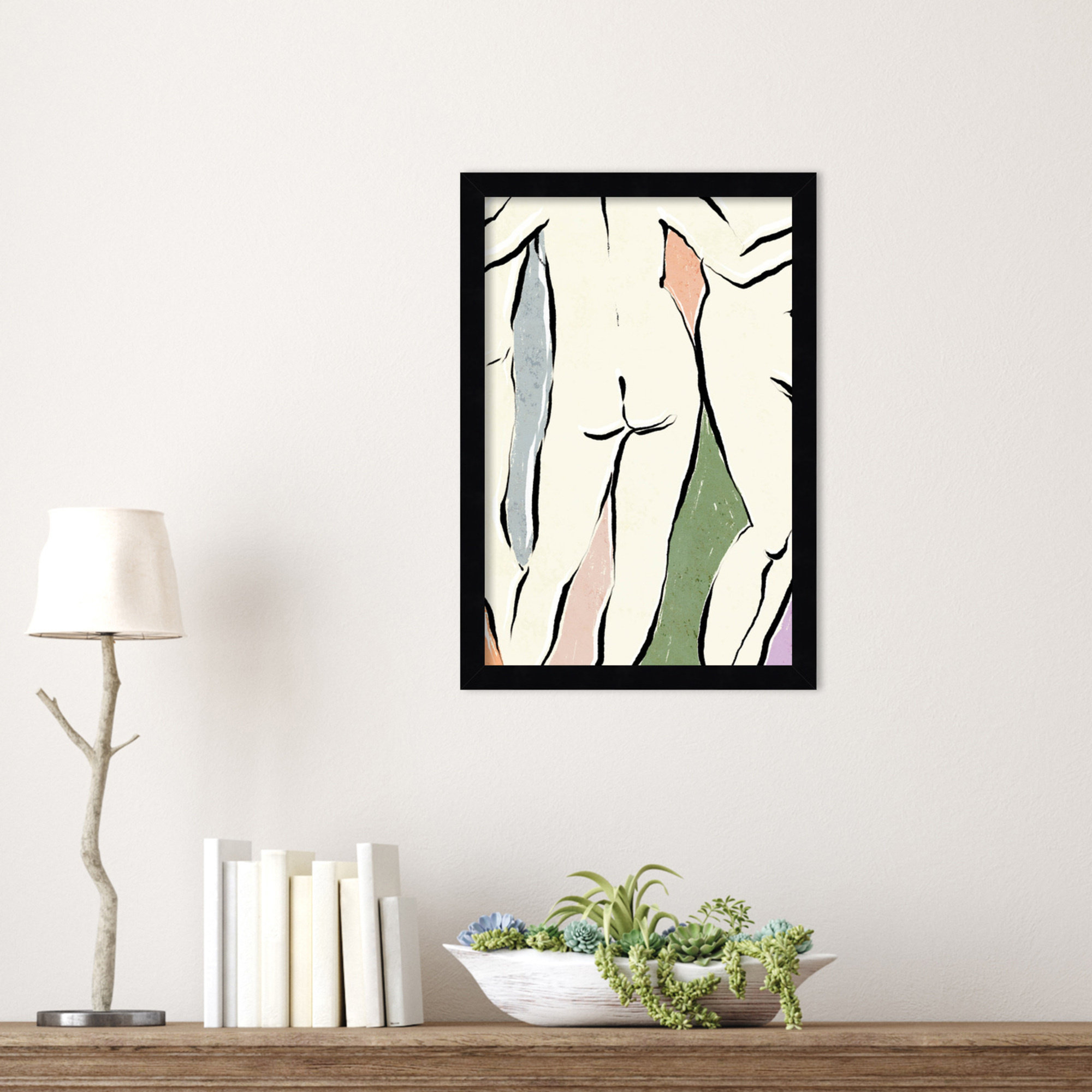 In The Bathhouse by Treechild  Wood Framed Wall Art Print, Black, 17" H x 12" W