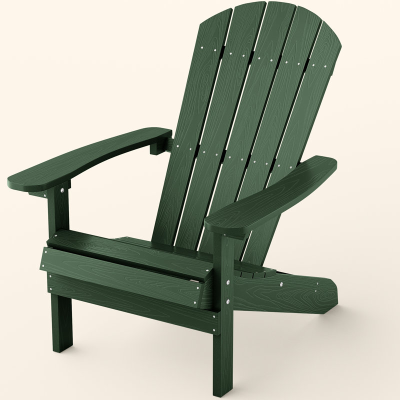 Plastic Adirondack Chair, All-Weather HIPS Outdoor Patio Chairs for Lawn, Garden, Fire Pit, Backyard, Dark Green