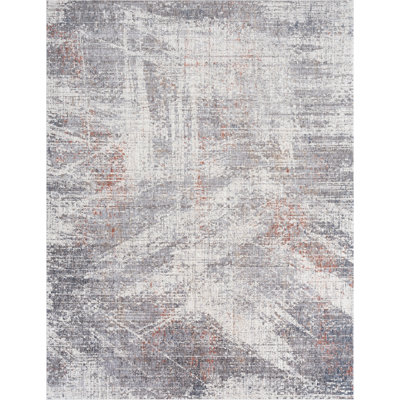 9 Abstract Area Rug in Gray/Ivory