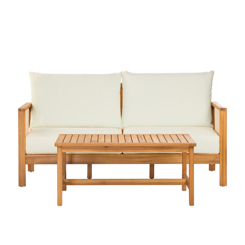 Ensemble de canapé d'extérieur 2 pièces Calera, Beige Cushion/Teak Frame